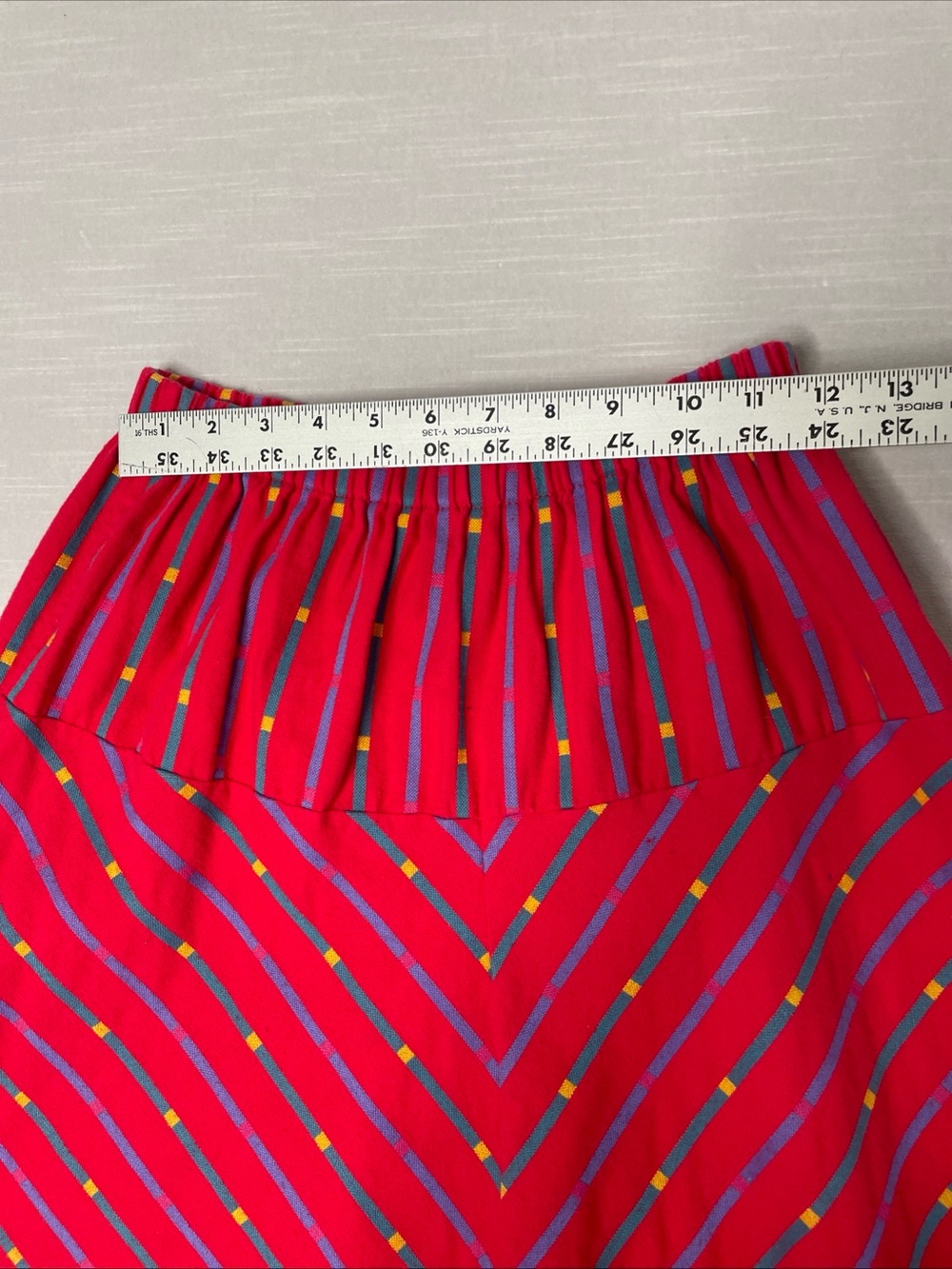 Gudrun Sjoden Red Colorful A-Line Skirt Cotton Pull on Size Small Elastic Waist - Picture 7 of 9